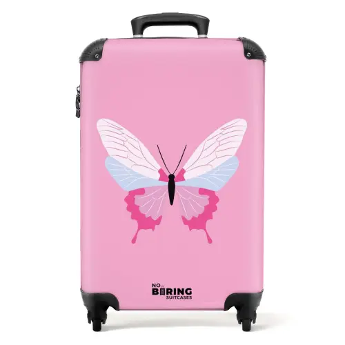 Summer memories - Vlinder op roze achtergrond NBS - Handbagage koffer - Kinderen Unisex middel -productfoto_recht