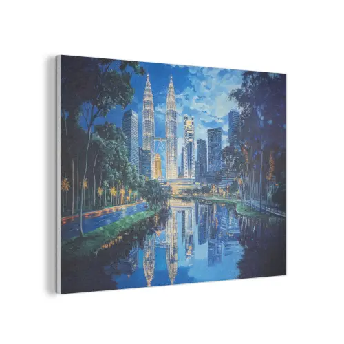 Stad Kuala Lumpur - Skyline - Wolkenkrabbers - Water PET vilt klein -3d