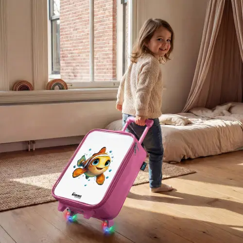 Clownvis met bellen op witte achtergrond Kinderkoffer - Roze klein -sfeer1