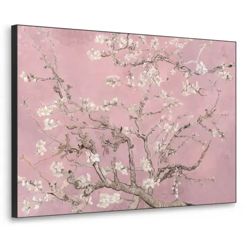 Amandelbloesem - Kunst - Van Gogh - Roze Textielframe zwart klein -3d