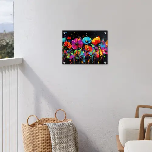 Bloemen - Kleurrijk - Spetters tuinposter los doek klein -sfeer8