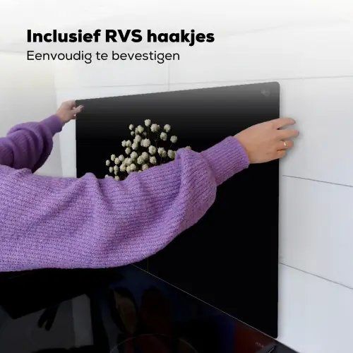 Gipskruid - Bloemetjes - Wit - Minimalistisch Inductie beschemer met haakjes middel -ky-ophangen-nl