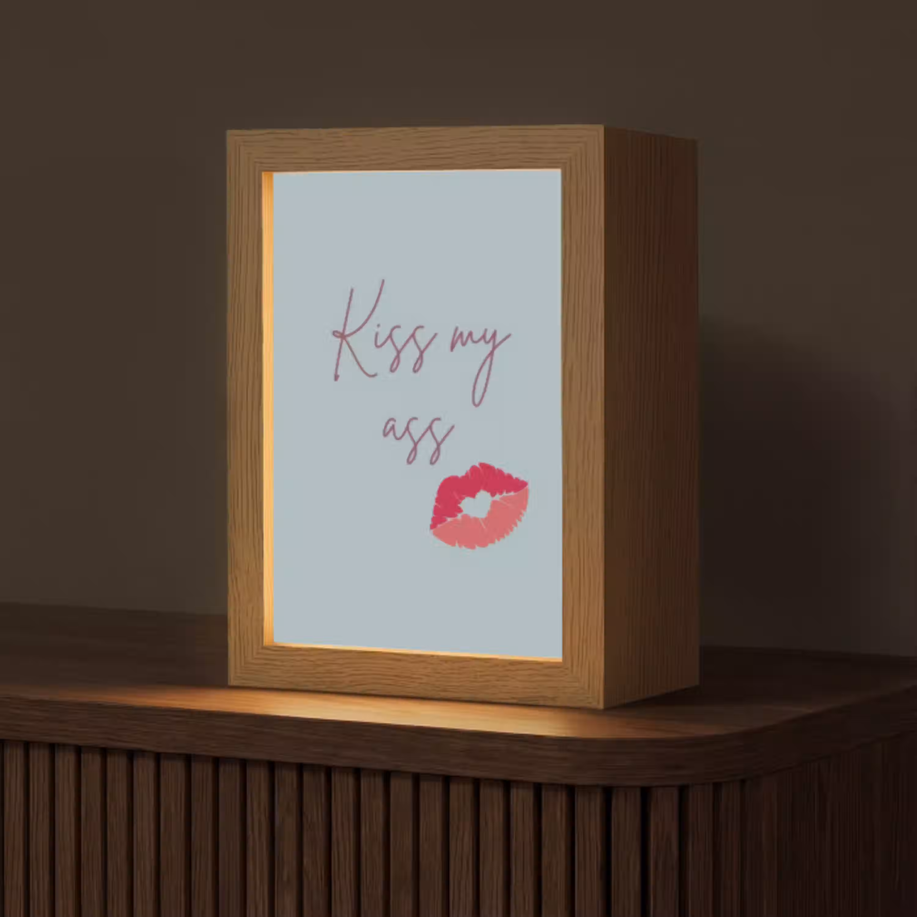 Kiss my ass - Lip - Blauw Light Box met kabel (Tafellamp) klein -z3d_website