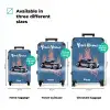 Blauwe auto met roze vlammen NBS - Handbagage koffer - Kinderen Unisex middel zzzzzzVergelijking_3EN