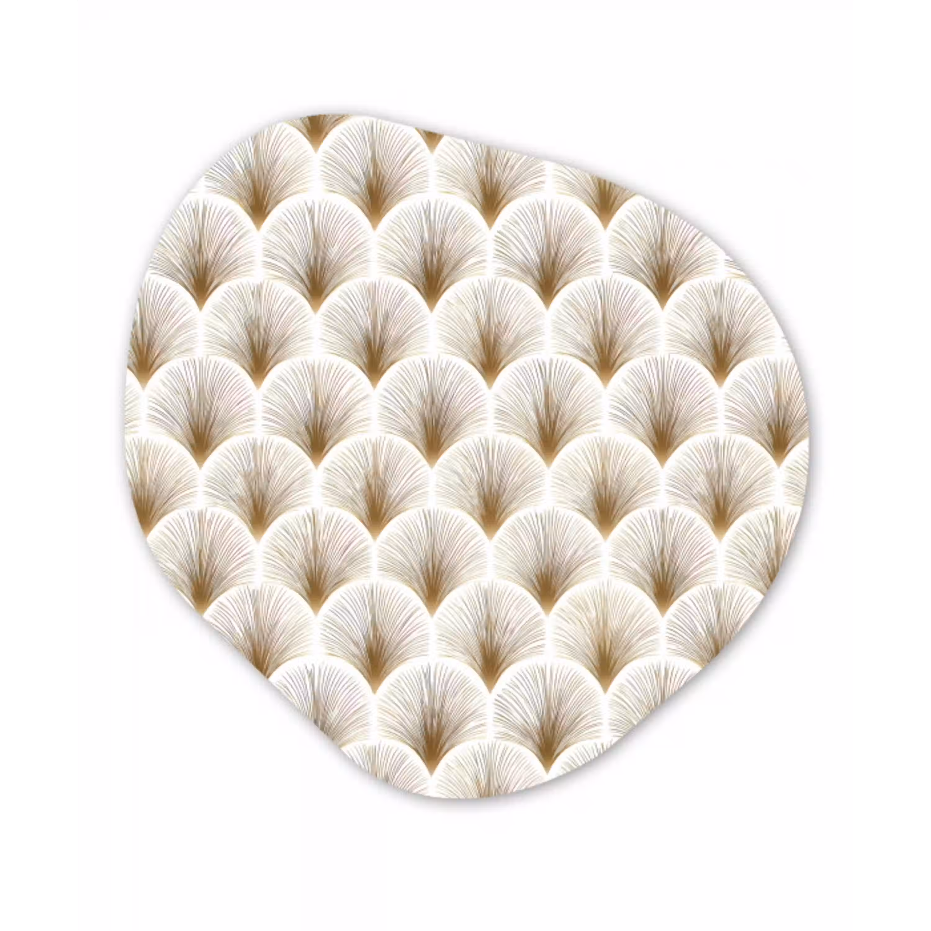 Waaiers - Art Deco - Elegant - Goud - Wit Wandcirkel Organisch Aluminium middel 851 -3d