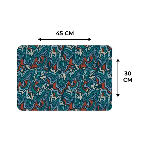 Golven - Retro - Blauw - Patroon Placemat vinyl groot 368 -specs