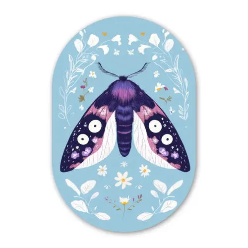 Bladeren - Wit - Vlinder - Insect Wandcirkel Ovaal Forex klein -3d