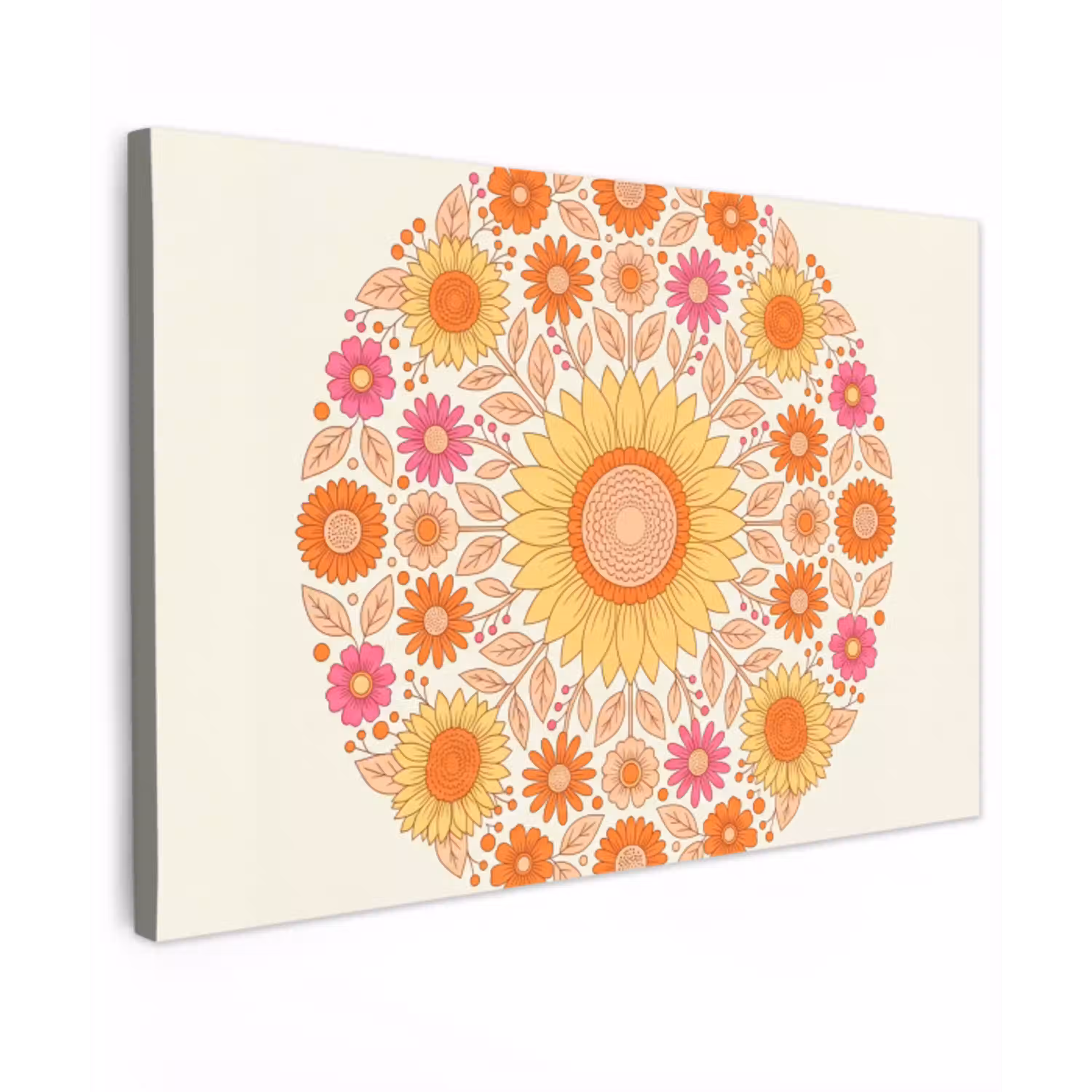 Bloemen - Mandala - Patroon - Kleurrijk canvas 2cm klein -z3d