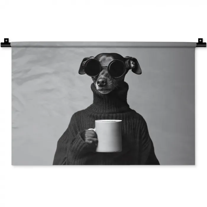 Coltrui - Hond - Bril - Mok Wandkleed katoen klein -zz3d