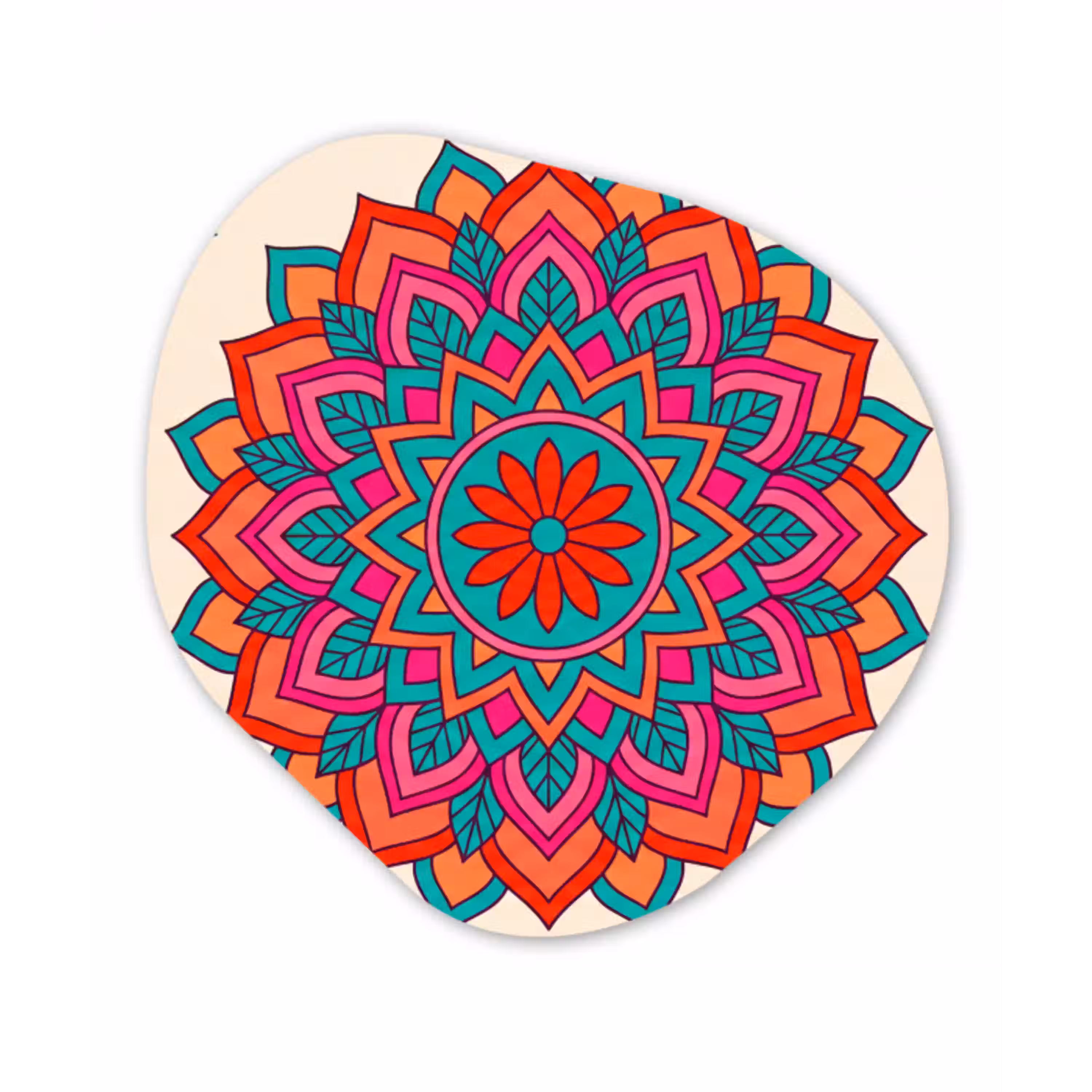 Mandala - Patroon - Abstract - Kleurrijk - Modern Wandcirkel Organisch Aluminium middel -3d