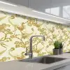 Kraanvogels - Kersenbloesem - Goud keuken achterwand 2 middel 871 -3d_schuin