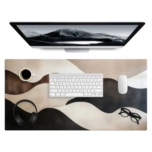 Golven - Abstract - Beige Muismat XXL klein -3d
