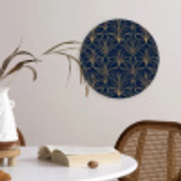 Deco - Waaier - Blauw Wandcirkel kunststof plaat 5mm dik klein 188 -sfeer4