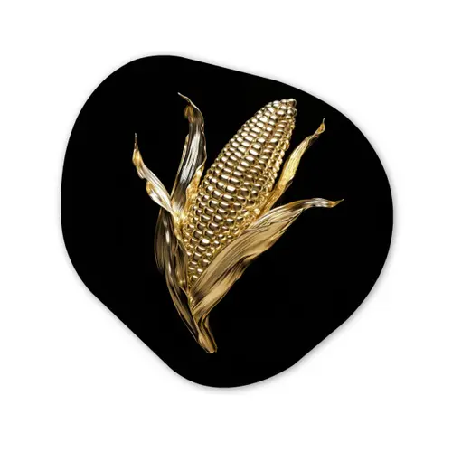 Mais - Eten - Goud - Zwart Wandcirkel Organisch Forex 3mm klein -3d