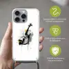 Viool - Oranje - Zwart - Penseelstreken Hoesje iPhone 16 Pro Max met koord klein -sfeer2_NL