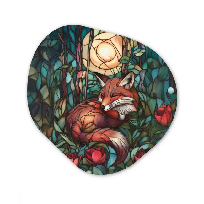 Vos - Mozaïek - Bos - Maan Wandcirkel Organisch Forex 3mm klein -3d