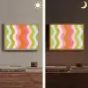 Banen - Golven - Kleurrijk - Verticaal Light Box met batterij (Wandlamp) middel -sfeer3