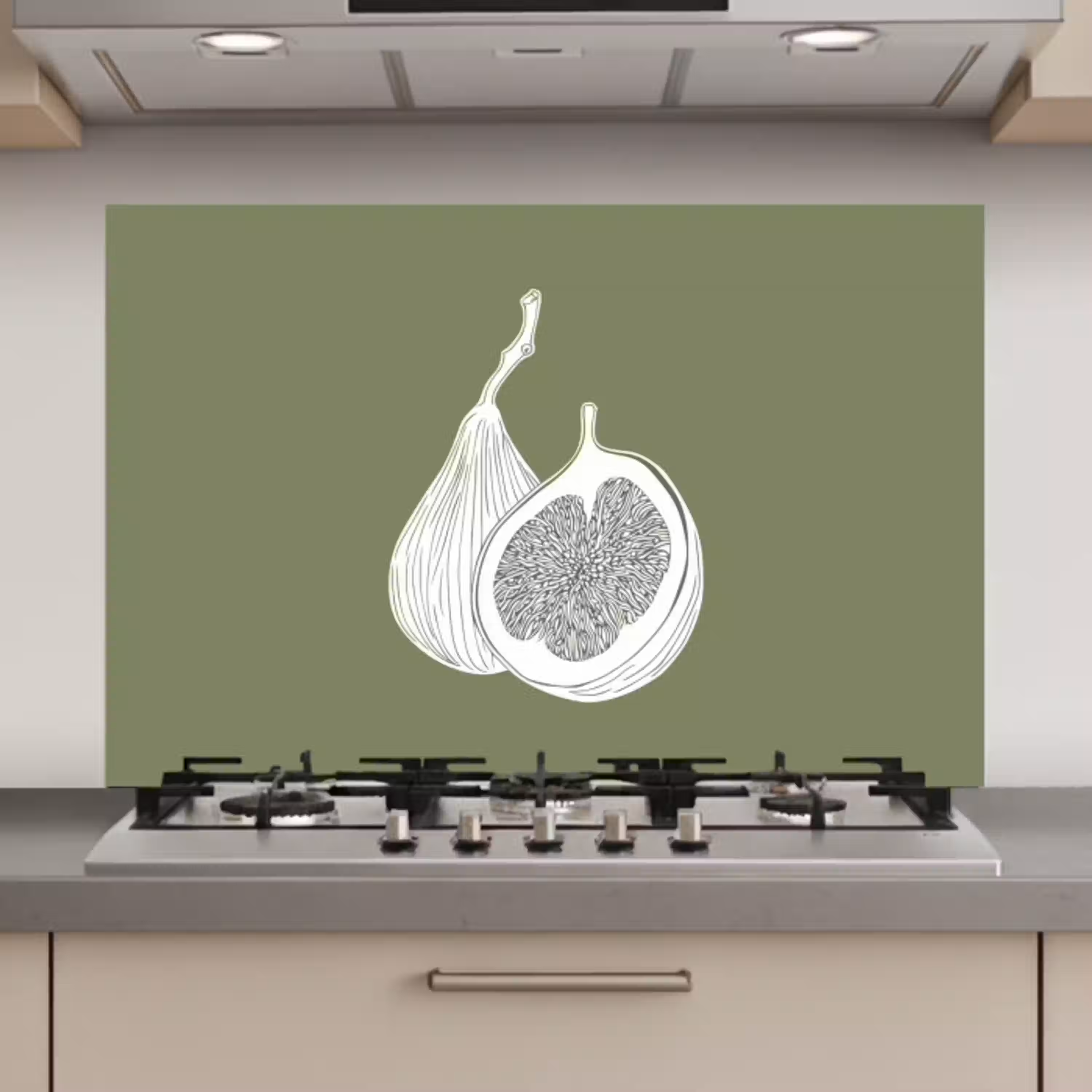Vijgen - Minimalistisch - Getekend - Mosgroen keuken achterwand spatscherm klein -3d_website