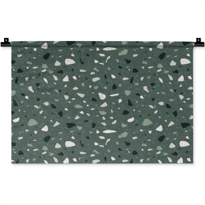 Terrazzo -  Patroon - Kleurrijk - Groen Wandkleed katoen klein 269 -zz3d
