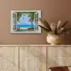 Doorkijk - Boom - Zee - Palmboom - Heuvels - Strand - Blauw PET vilt klein -sfeer4