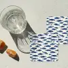 Vissen - Patroon - Blauw - Wit onderzetter kurk middel 366 -sfeer4