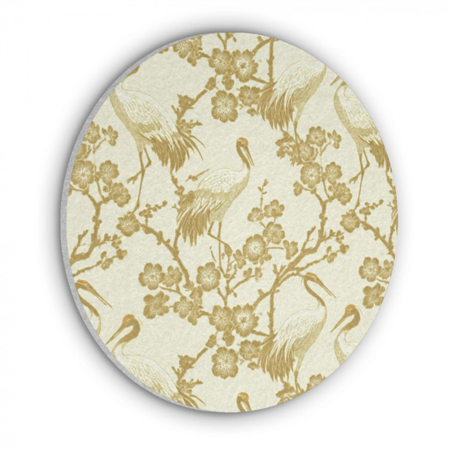 Kraanvogels - Kersenbloesem - Goud Akoestische PET Vilt - Rond klein 838 -3d
