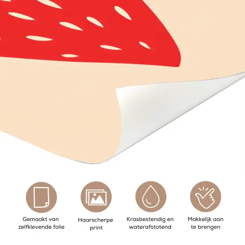 Aardbei - Rood - Modern - Boho deurposter klein -closeup_NL