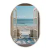 Doorkijk - Strandstoelen - Duinen - Zee - Natuur Wandcirkel Ovaal Glas middel -3d