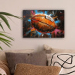 Graffiti - Rugby - Kleurrijk - Rugbybal canvas 2cm klein -sfeer1