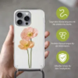 Papavers - Botanisch - Roze Hoesje iPhone 16 Pro Max met koord klein -sfeer2_DE