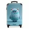Blauw monster op een blauwe achtergrond NBS - Handbagage koffer - Kinderen Unisex middel -productfoto_recht