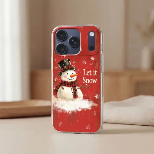 Sneeuwpret - Winter - Sneeuwpop Telefoonhoesje iPhone 17 Pro klein -sfeer2