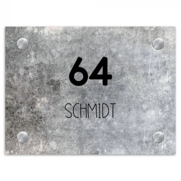 Beton - Modern Naambord Rechthoek middel -3d