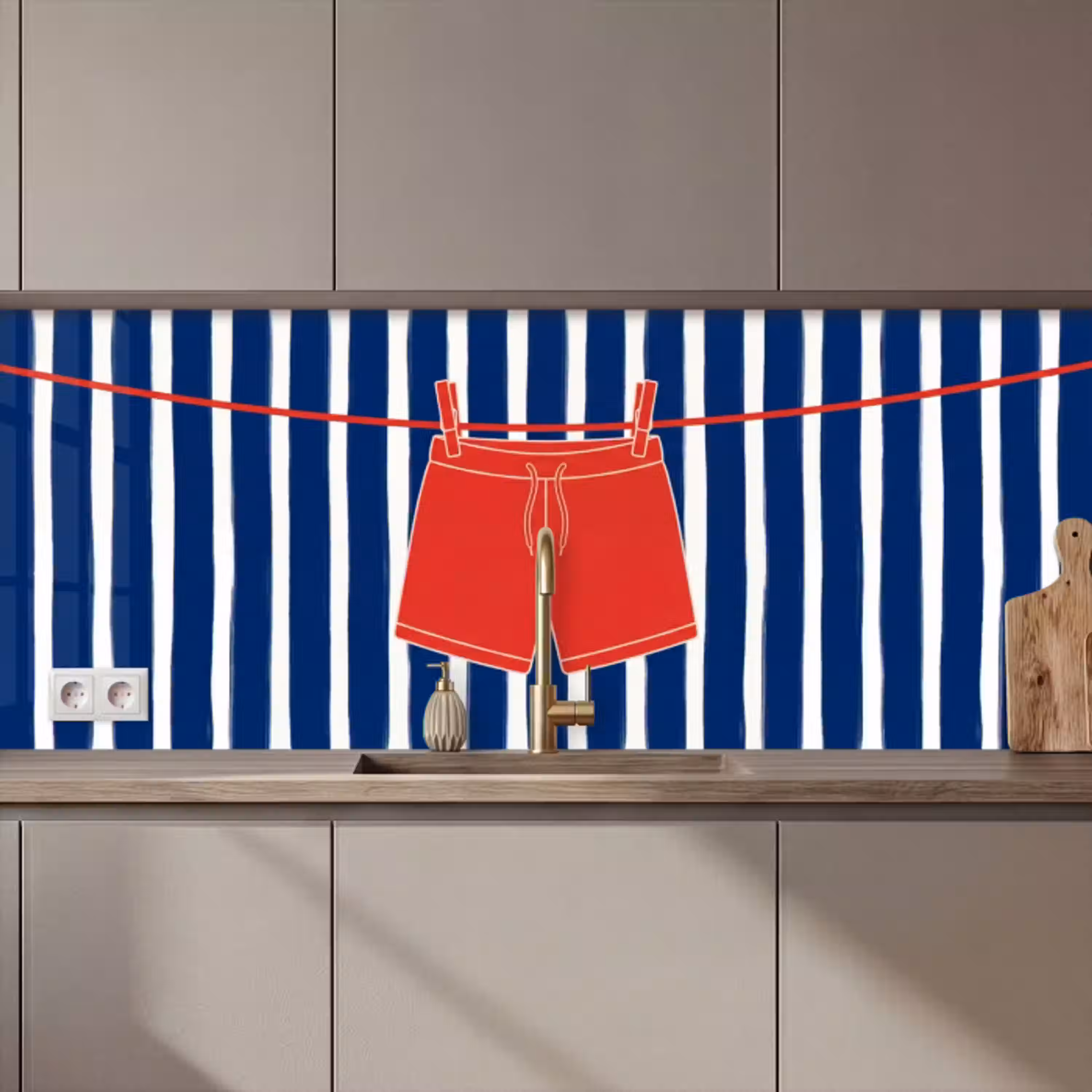 Shorts - Waslijn - Zomer - Illustratie - Rood keuken achterwand 2 middel zz_3dshopping