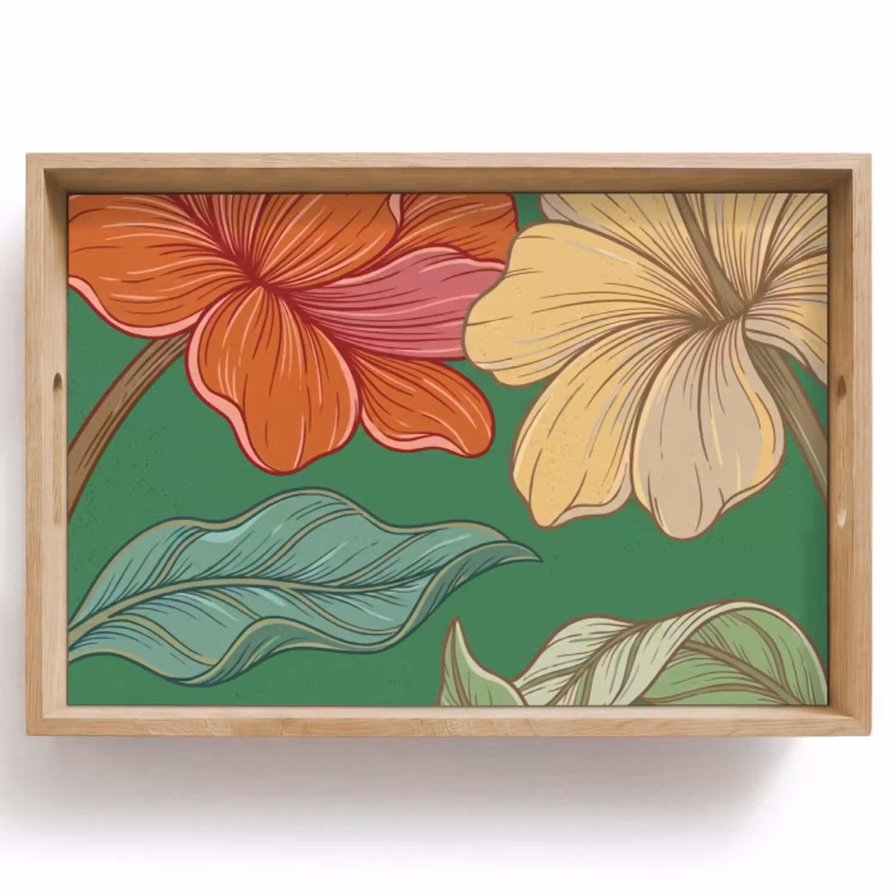 Bloemen - Groen - Illustratie Dienblad Rechthoek middel -z3d_shopping