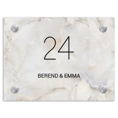 Beige marmer - Klassiek Naambord Rechthoek middel -3d