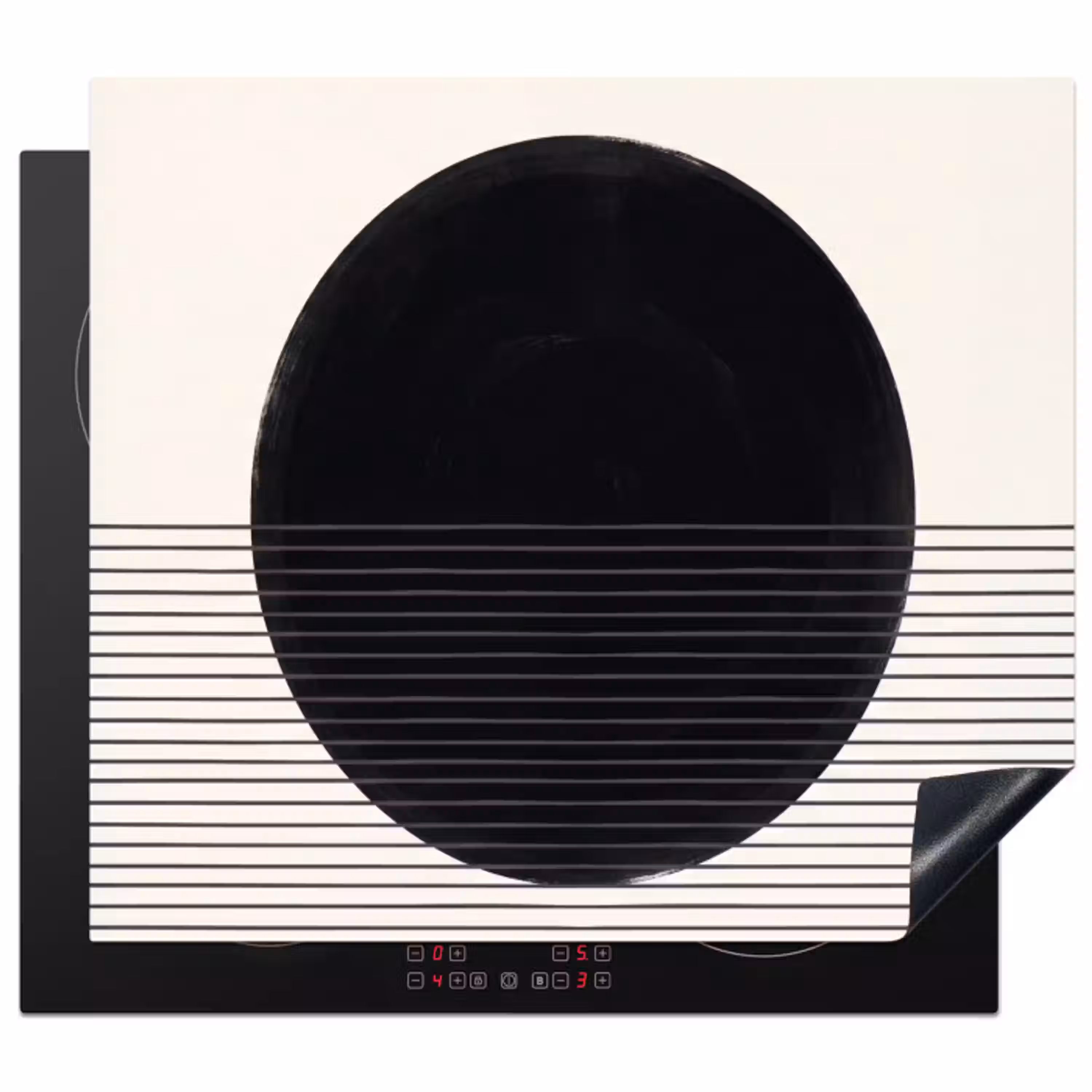 Cirkel - Lijnen - Abstract Inductie beschermer vinyl 3mm middel -3d
