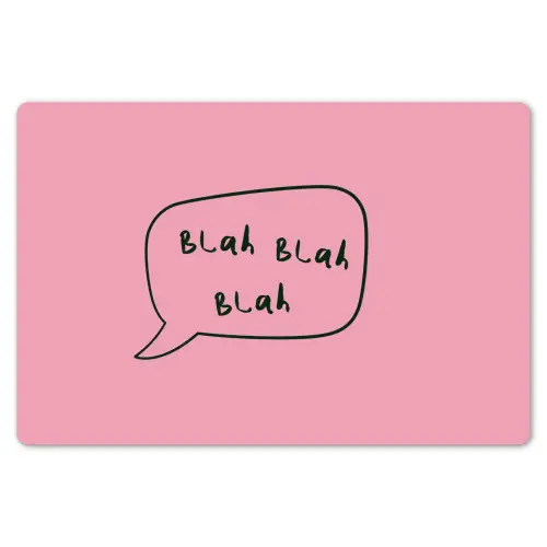Tekstwolkje - BLAH BLAH BLAH - Roze Placemat vinyl groot -zzsfeer1_Kitchenyeah-website