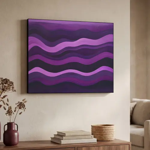 Lijnen - Golven - Paars - Abstract Textielframe - compleet frame klein -sfeer3