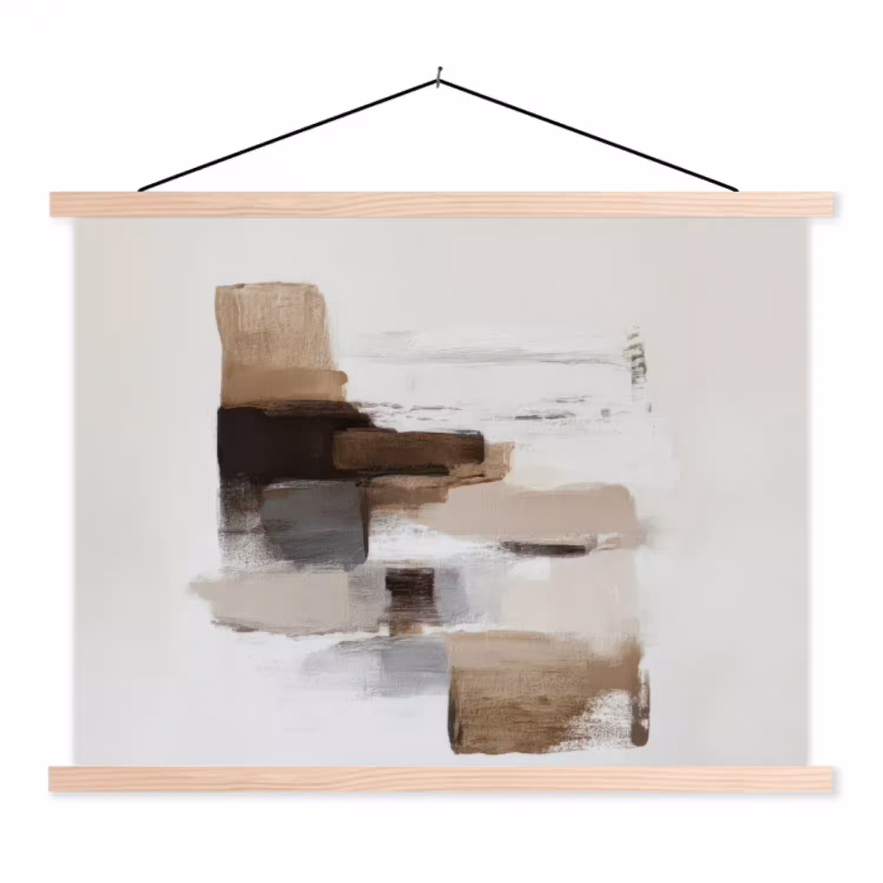 Penseelstreken - Balans - Beige - Bruin textielposter latten blank klein -3d