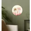 Palmbomen - Heuvels - Minimalistisch - Zachtroze Wandcirkel plexiglas klein -sfeer3