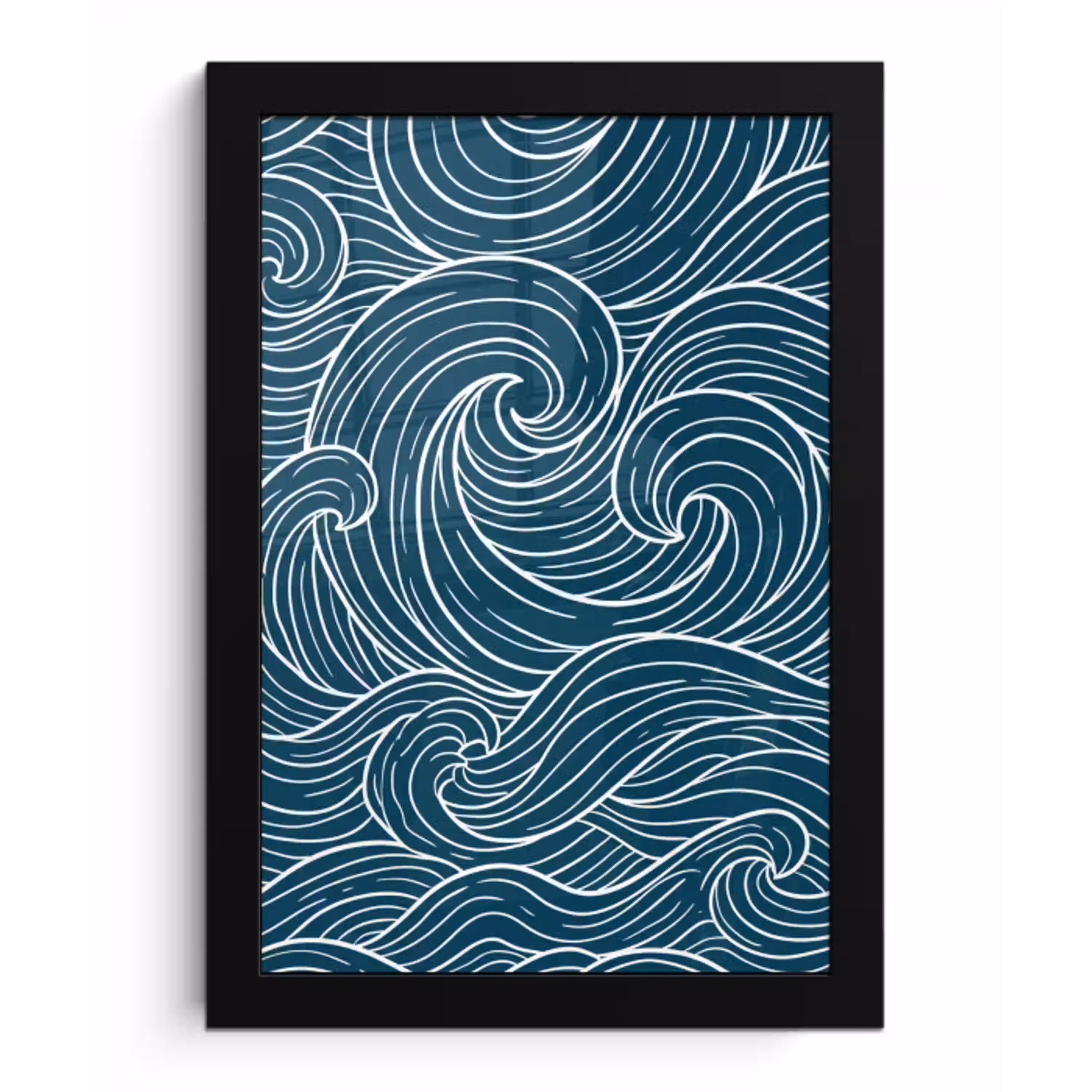 Golven - Spiraal - Water - Abstract - Blauw fotolijst zwart zonder passe partout klein -3d