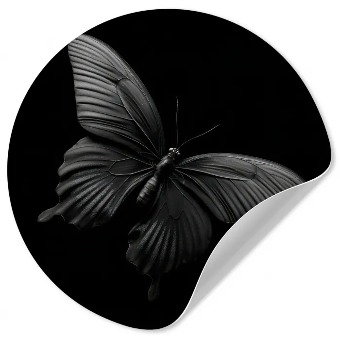 Vlinder - Zwart - Insect - Dieren Wandcirkel behangsticker klein -3d