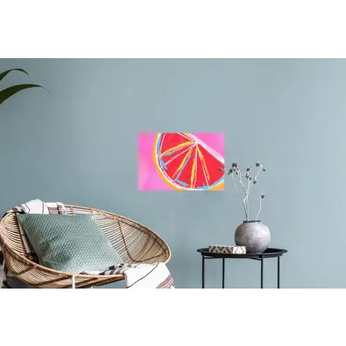 Grapefruit - Geschilderd - Roze - Strepen Muursticker klein -plant