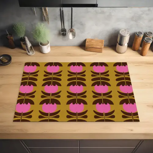 Abstract - Bloemen - Roze Inductie beschermer vinyl 3mm klein 276 -sfeer5