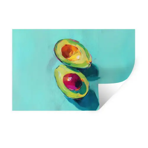 Avocado - Groen - Pit - Schaduw Muursticker klein -3d