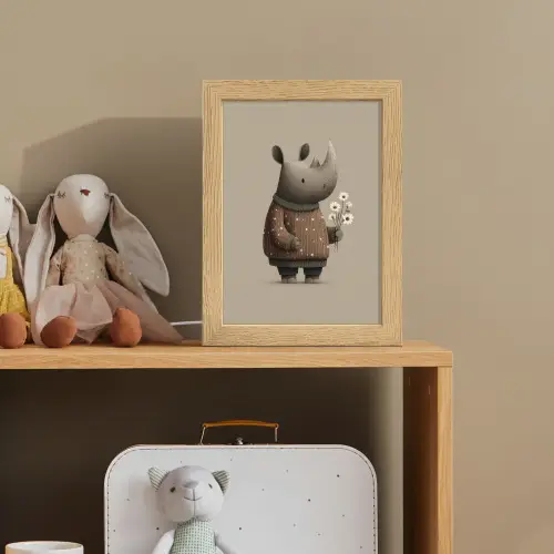 Neushoorn - Witte bloemen - Lief Light Box met kabel klein -sfeer2_kind