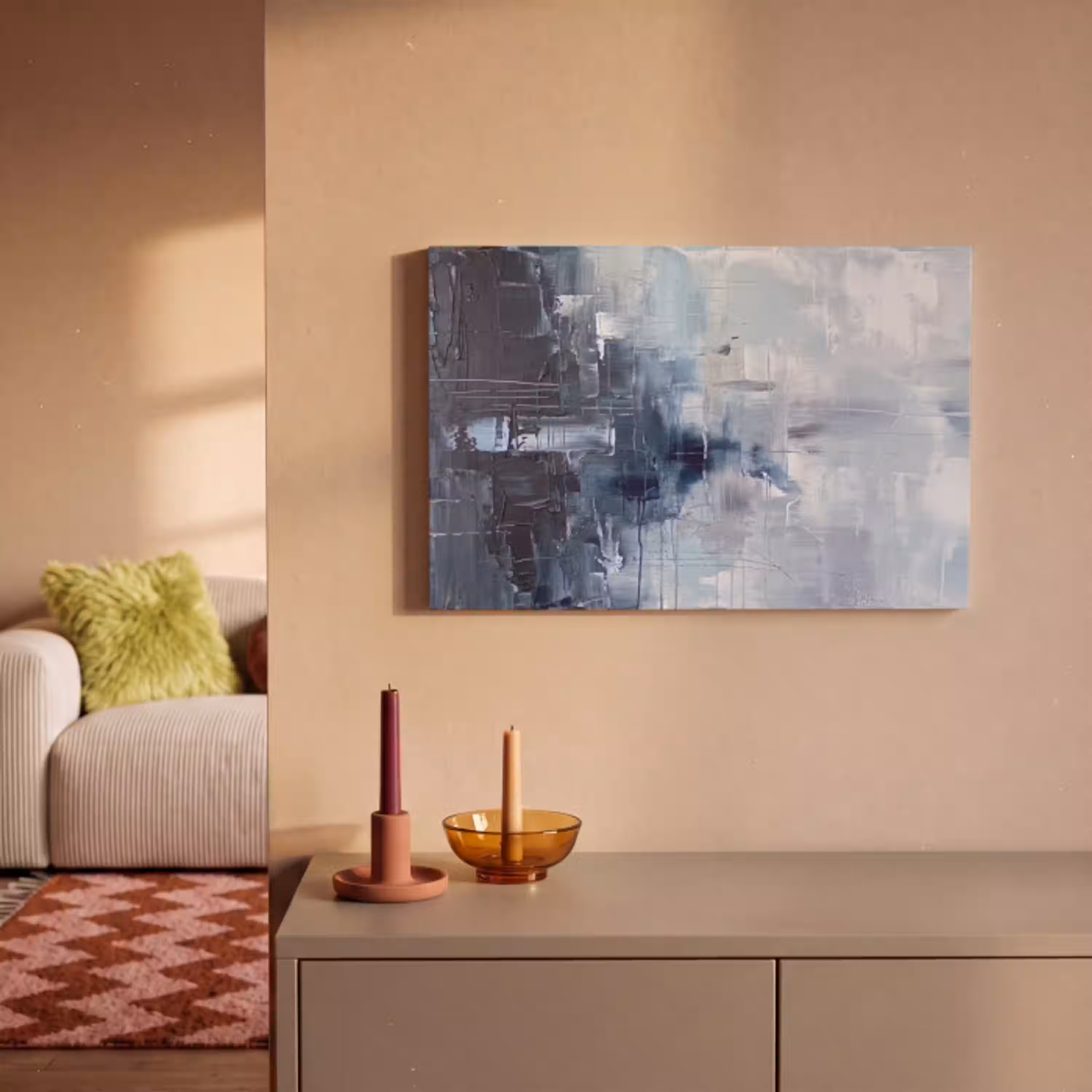 Abstract - Textuur - Kunst - Modern - Blauw canvas 2cm klein -sfeer1