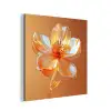 Glazen - Bloem - Oranje aluminium wit klein -3d