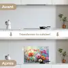 Bloemen - Kleurrijk - Waterverf - Natuur - Zomer keuken achterwand spatscherm klein -voor_na_FR